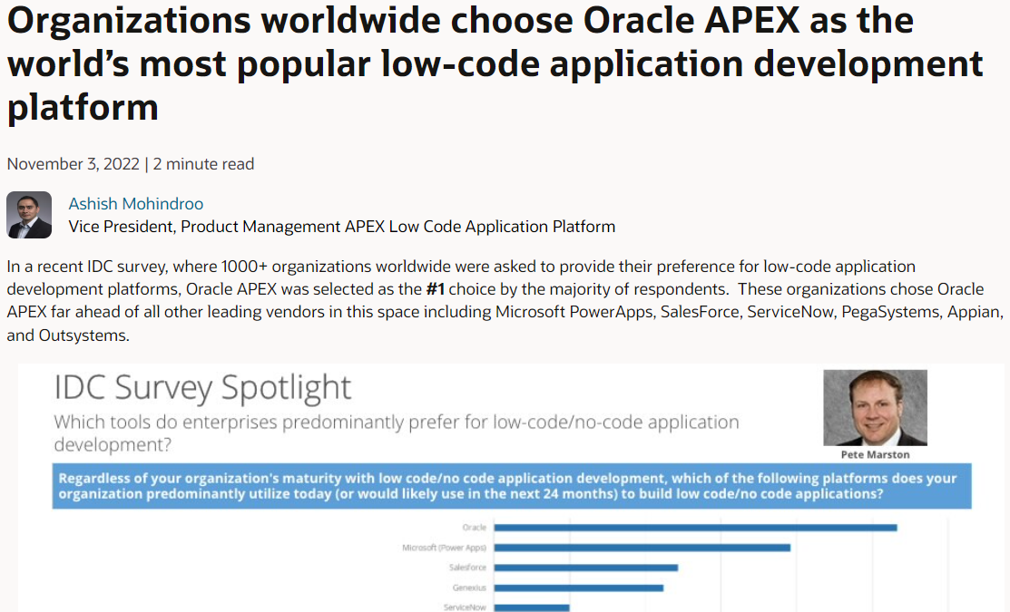 Oracle Apex, the worlds most popular low code application development platform Asia Vietnam